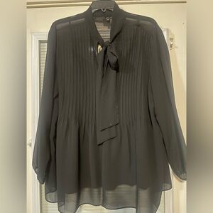 1. State Black Sheer Blouse with Neck Tie